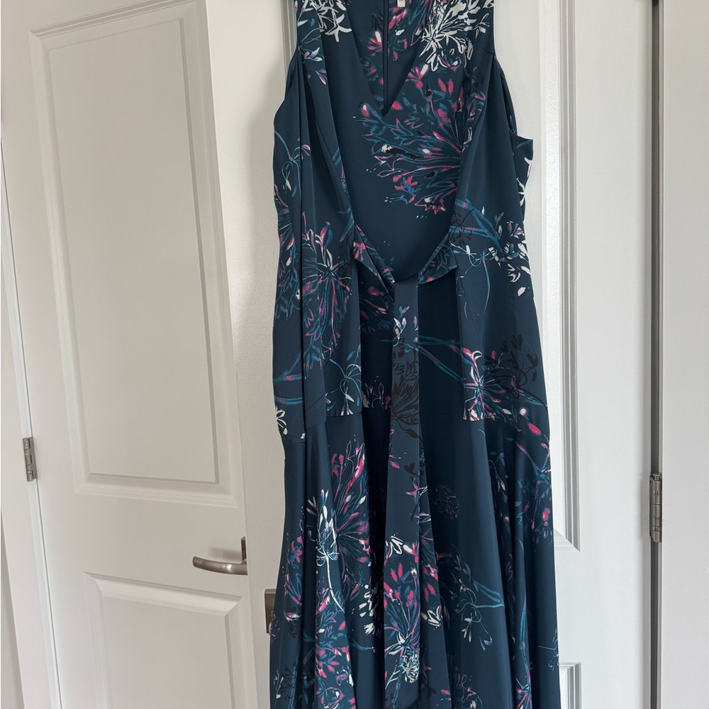 RACHEL Rachel Roy Teal Floral V-Neck Maxi Dress